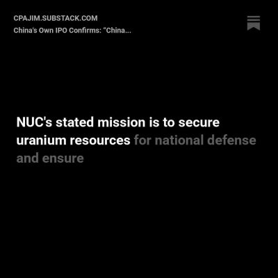 China National Uranium Co., Ltd. Supplies Uranium for Nuclear Weapons